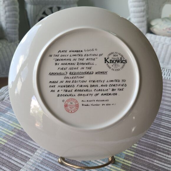 Vintage Norman Rockwell "Dreaming in the Attic" Collector Plate - Knowles China - Picture 8 of 10